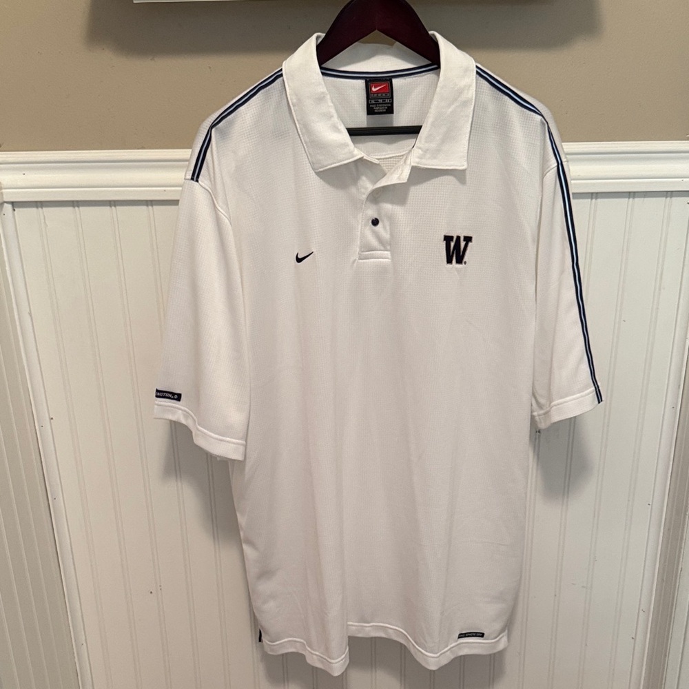 Nike Univ. of Washington White Polo Shirt with Purple Accents